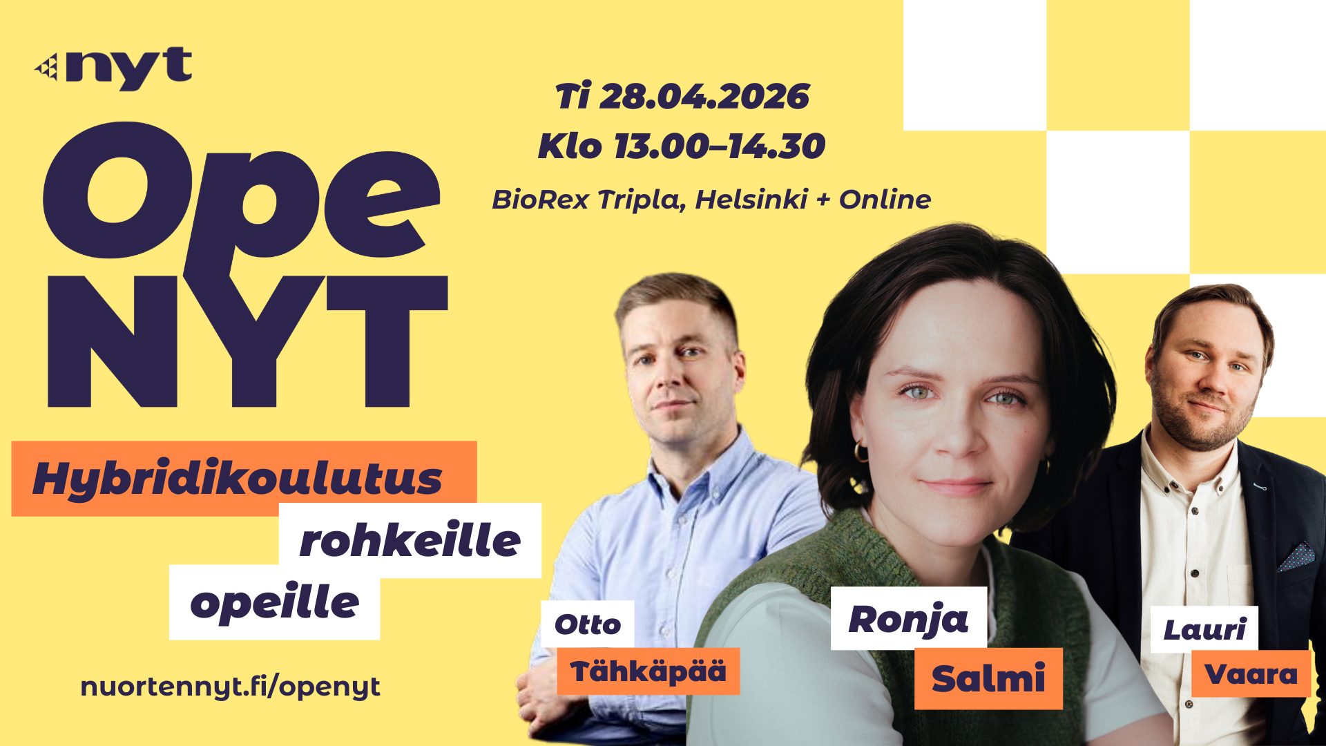 OpeNYT-mainoskuva teksteillä